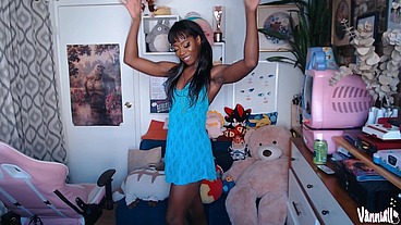 Tiny Skirt BIG Facial - Black Trans Girl Vanniall Edges her Giant Girldick on Webcam - ebony BBC cumshot big cock