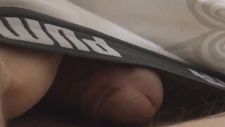 Skinny twink Markus licking his own dick while jerking off