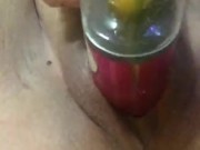 Tight teen masterbates with perfume bottle