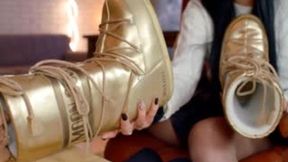 Golden Boots And Feet Smelling - Part 01 - UHD 3840x2160 - 4K