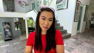 Asian stepsister surrenders to stepbrother's big WHITE dick