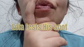 Snot-eating brat picks her nose