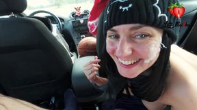 Tight and skinny black-haired basketball player gets fucked hard in a stranger's car