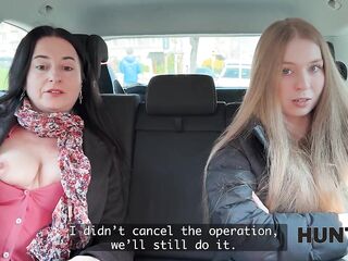 HUNT4K. My Mommy and me showing our Bazookas and twat to a Stranger