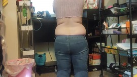 Purple String Thong & Side Pocket Jeans