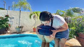 our poolside dare gets dirty – lesbian plugs and wet teasing