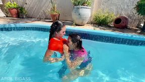 our poolside dare gets dirty – lesbian plugs and wet teasing