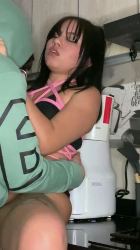 Powerful moment from &quot;My roommate fuck me hard in the kitchen, he cumshot on my cute face&quot;
