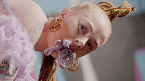 Mistress controls girl with massive dildo