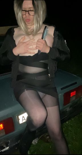 Night. Park. Car. Fucked a trans slut.