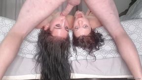 Two Sluts Getting Upside Down Face Fuck with Two Camera Angles.
