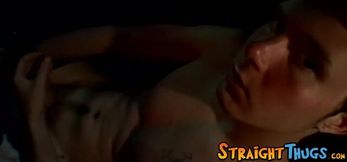 Young straight thug Billy jerks off and cums while driving