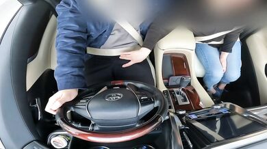 Frustrated wife jerks me off in her hot little hand while we drive