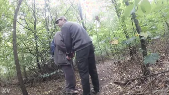 Mature man and twink fucking and sucking in the woods