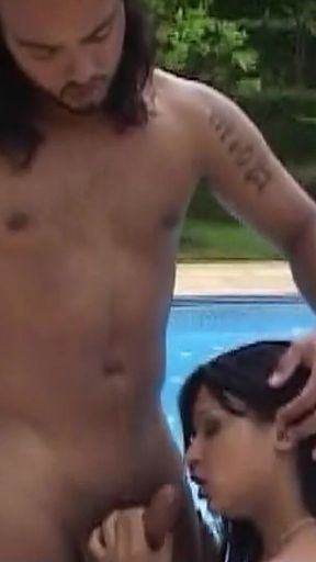 Latina Shemale Layla Anal Fucked by the Pool on Vacation