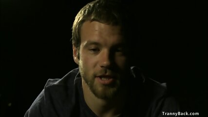 Shemale gets blowjob from submissive man