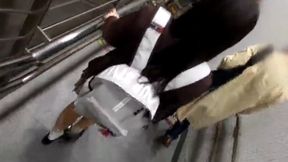 Uniform Beauty K-chan's Sneaky Train Ride - Smooth Legs & White Blouse Close-Up View