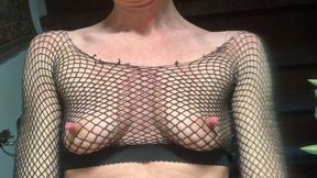 Nipple Play in Fishnet