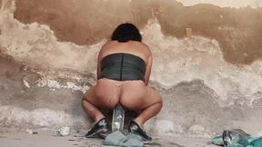 Peruvian whore Elizabeth inserts a giant soda bottle up her anus until it bursts