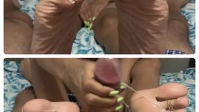 Handjob On My Big Feet