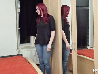 GERMAN SCOUT - Redhead College Teen Melina talk to Bang Cast