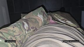 Horny Soldier in Full Uniform Secretly Jerks & Cums in Toilet
