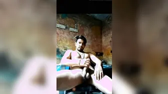 Desi guy jerks his big cock during hot video call
