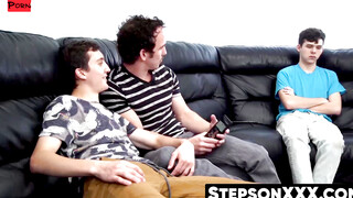 Three's Company - Taboo Threesome With Twink Boys And A Hot Blowjob Session!