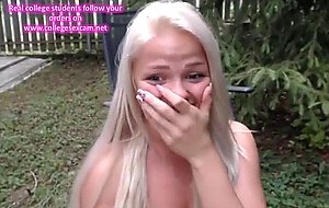 Nice blonde outside in the garden