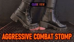 Aggressive CBT Stomping in Black Leather Combat Boots and Outfit (Close Version) - Tamystarly - Cock Balls Crush Trample, Bootjob, Trampling, Shoejob