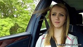 Stranded blonde teen fucking in car pov