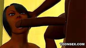 Ebony Foxy Babe Enjoying Wild Oral Steamy Sex in 3D Animation