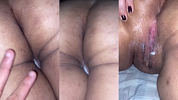 Namorada Gordinha mostrando o creampie