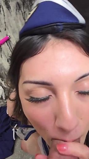 Flight Attendant Alice's Wild POV Cumshot Debut