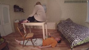 Table Leg Stomach Pressure Weight Sit Unbound Slave