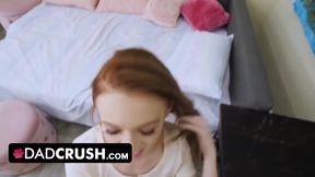Naughty teen 18+ Gives Stepdaddy A Sneaky Blowjob While Stepmom Is In The Room - Madi Collins And Step dad Crush