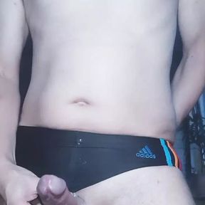 Cum in Adidas Speedo 01