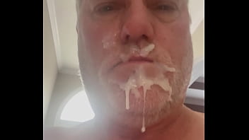 A self facial, then eating my own cum!