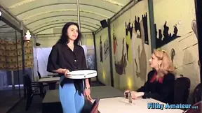 Two Lesbians with Strap-Ons Fuck Each Other and Cum