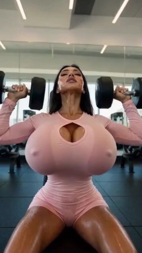 Female bodybuilder lifting weights
