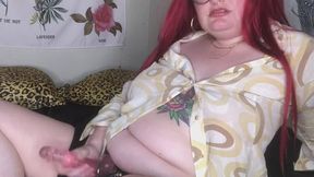Fancy Faye Presents: Red Hair Bratty BBW GF Shows you 7 Inch Pink Dildo Strap On and Teases You