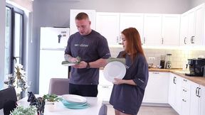 a friend from a dating app helps me wash the dishes and my butt.