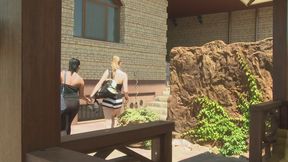 After training, 2 girlfriends are horny and lick each other!