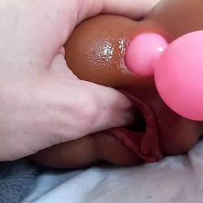 Tink fingers petite sex doll anal beads fisting tight wet ass