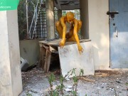 Yellow Plastic Doll / Miserable Humiliation Bodypaint / Naked Body Art #1