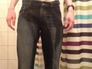 Wetting my pants and smelling and licking them