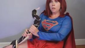 SUPERGIRL Vs The SNAKE! Superheroine Squeezed Stuck and Struggling WMV 720