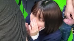 Brunette Japanese Teen Deepthroats Alpha Dick with Squad in College HD