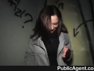 Publicagent - Brunette Hair is paid for sex