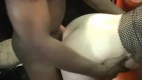 Little busty MILF fucks black cock in tattoo parlor-Golden-haired cougar blows her hubby